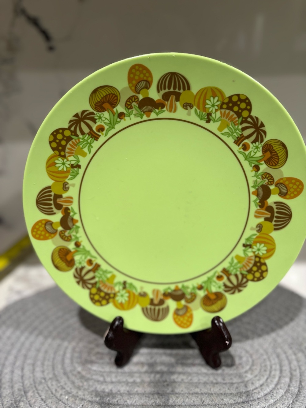 Green Mushroom melamine Floral Dinner Plate - Home Dining set of 3